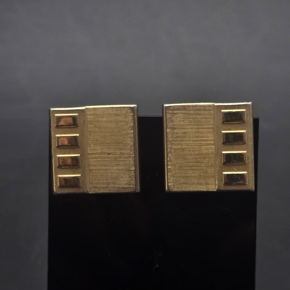 Vintage Swank Gold Tone Ssquare Cufflinks Geometric Brushed - Picture 5 of 5